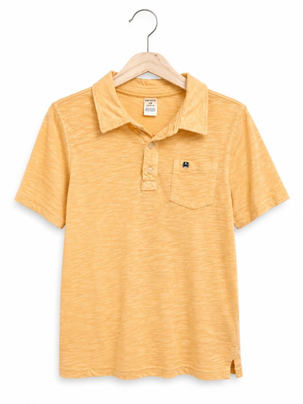 Carters Boys Peach Slub Knit Polo Shirt Short Sleeveā Crab Pocket Size 7